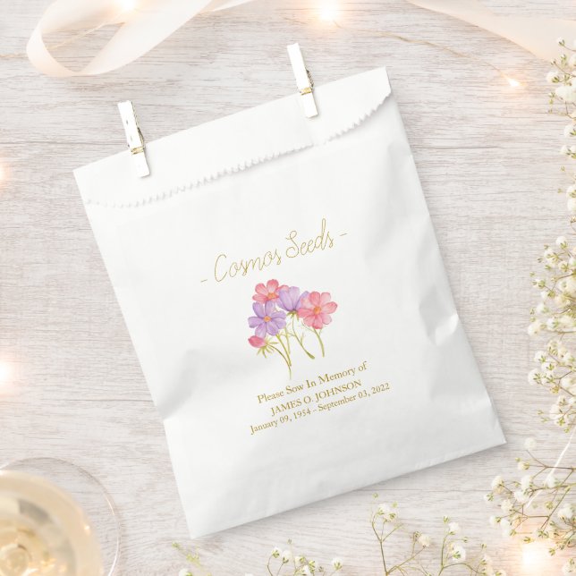 Memorial Cosmos Seed Funeral  Favour Bag (Clipped)