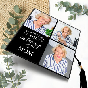 Memorial Custom 3 Photo Collage In Loving Memory  Graduation Cap Topper