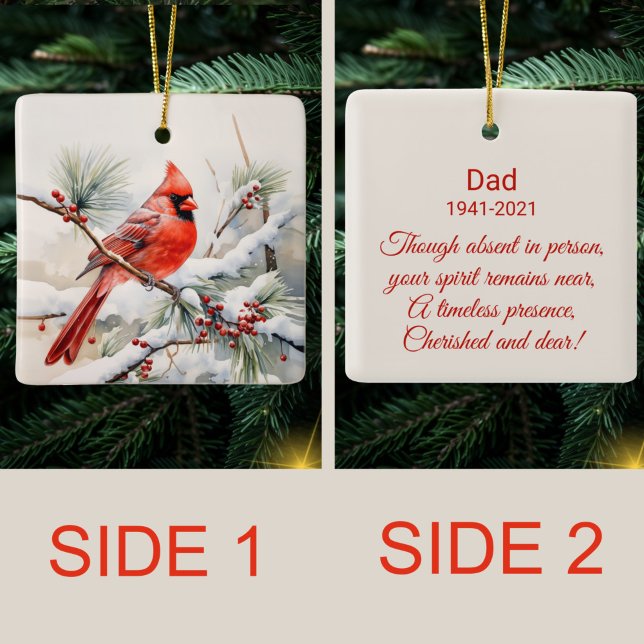 Memorial Custom Keepsake Red Cardinal Ceramic Ornament (Creator Uploaded)