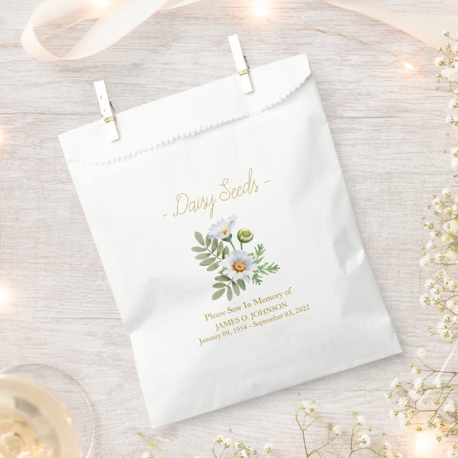 Memorial Daisy Seed Funeral  Favour Bag (Clipped)