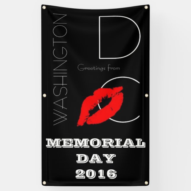 Memorial Day 2016 Washington DC Red Lipstick Kiss Banner (Vertical)