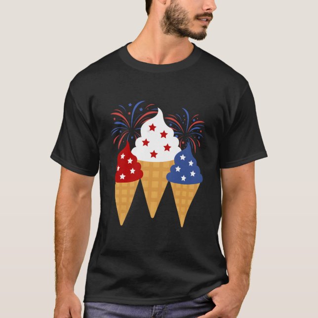 Memorial Day 4Th Of July Patriotic Ice Cream Cones T-Shirt (Front)