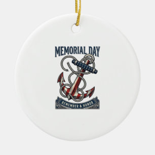 Memorial Day Anchor Remember Honor Vintage Shirt_1 Ceramic Ornament