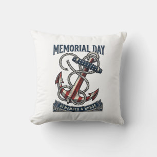 Memorial Day Anchor Remember Honor Vintage Shirt_1 Throw Pillow