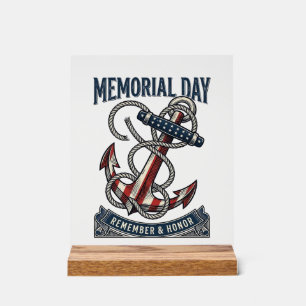 Memorial Day Anchor Remember Honour Vintage Shirt_ Acrylic Sign