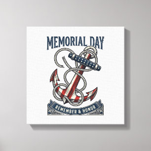Memorial Day Anchor Remember Honour Vintage Shirt_ Canvas Print