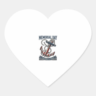 Memorial Day Anchor Remember Honour Vintage Shirt_ Heart Sticker