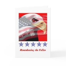 Memorial Day Bald Eagle American Flag Card