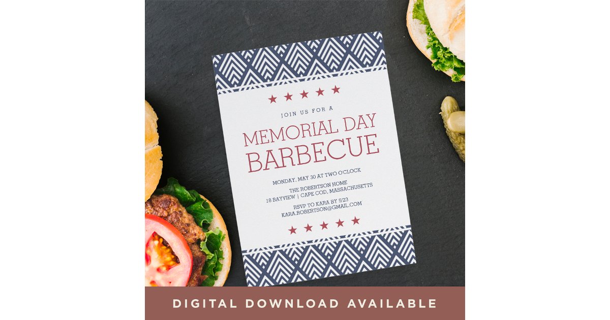 Memorial Day Barbecue Party Invitation | Zazzle