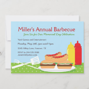 Memorial Day Barbecue Party Invitations