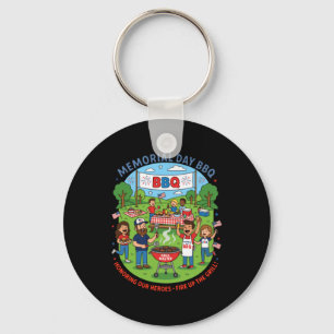 Memorial Day Bbq Family Keychain