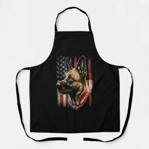 Memorial Day Belgian Malinois American Flag USA  Apron