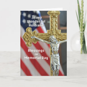 Memorial Day Blessings to Husband with Cross Card