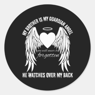 Memorial Day Brother Is My Guardian Angel Missing  Classic Round Sticker