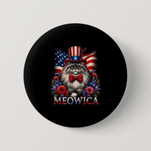 Memorial Day Cat 4th Of July Usa Flag Men Women Me 2 Inch Round Button