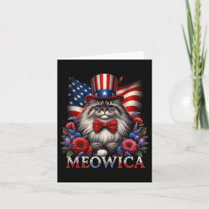 Memorial Day Cat 4th Of July Usa Flag Men Women Me Card