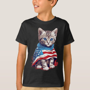 Memorial Day Cat and Independence Day Pride Women T-Shirt
