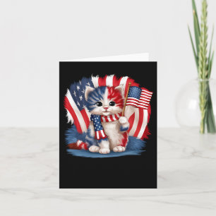 Memorial Day Cat Funny Kitten 4th Of July Patrioti Card