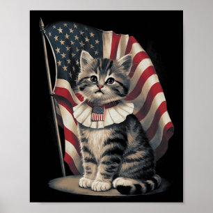 Memorial Day Cat Funny Kitten 4th Of July Patrioti Poster