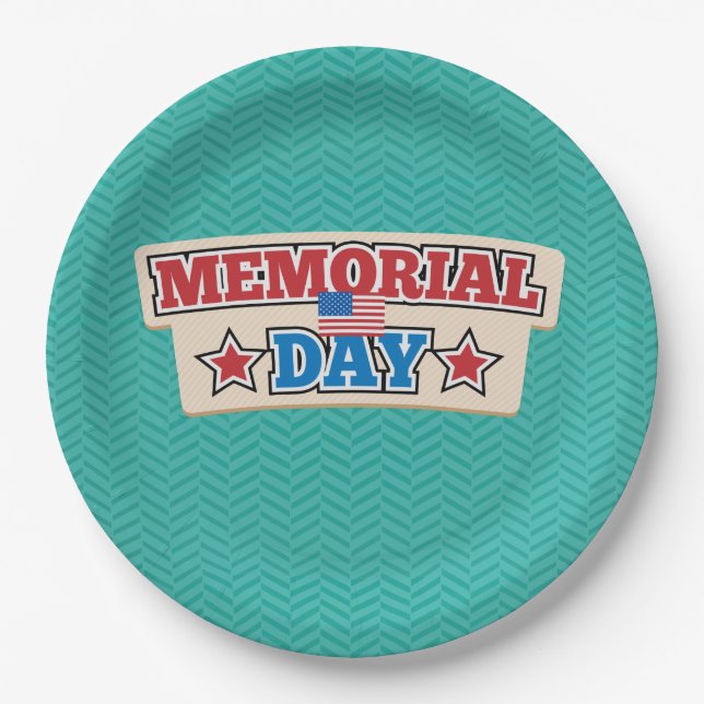 Memorial Day Chevron Disposable Plates (Front)