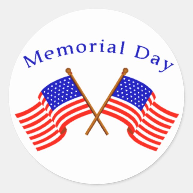 Memorial Day Crossed Flags Badge Classic Round Sticker ("Patriotic pride for Memorial Day moments")