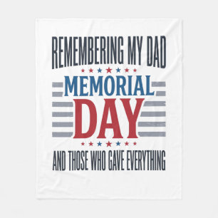 Memorial Day Dad Tribute Patriotic Fleece Blanket