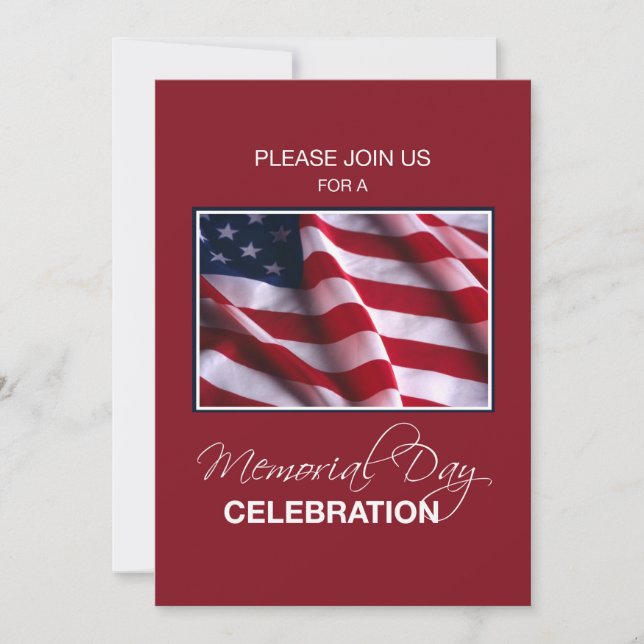 Memorial Day Event Invitation, Flag on Red, White, Invitation (Front)