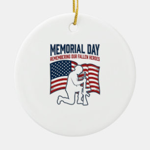 Memorial Day Fallen Heroes Patriotic Soldier Shirt Ceramic Ornament