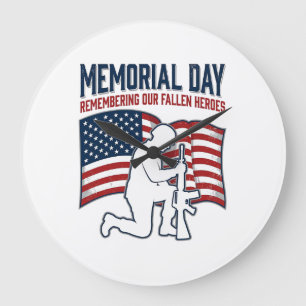Memorial Day Fallen Heroes Patriotic Soldier Shirt Large Clock