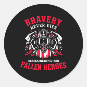 Memorial Day Firefighter Men Long Sleeve  Classic Round Sticker