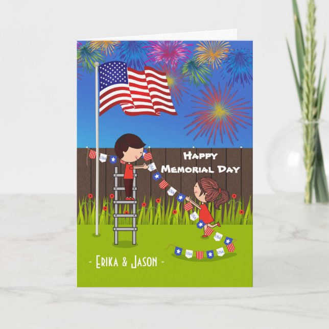 Memorial Day for Couple Add Names to Personalize  Card (Front)