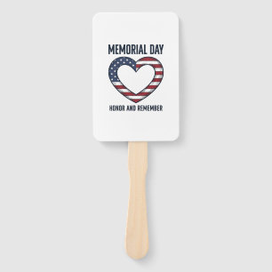 Memorial Day Heart Honor and Remember Shirt Design Hand Fan