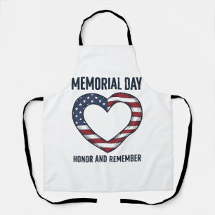Memorial Day Heart Honour and Remember Shirt Desig Apron