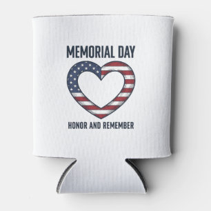 Memorial Day Heart Honour and Remember Shirt Desig Can Cooler