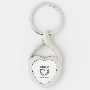 Memorial Day Heart Honour and Remember Shirt Desig Keychain