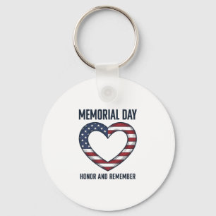 Memorial Day Heart Honour and Remember Shirt Desig Keychain