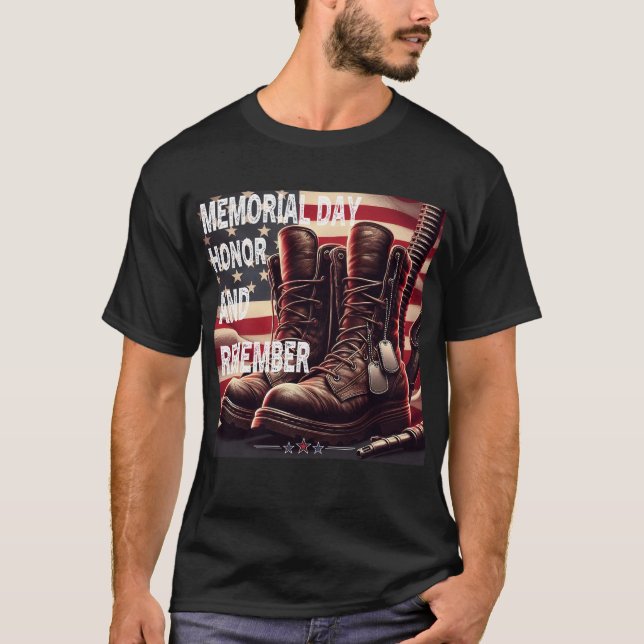 Memorial Day Honour And Remember The Fallen Vetera T-Shirt (Front)