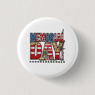 Memorial Day Honour & Remember US Flag 1 Inch Round Button