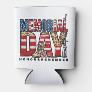 Memorial Day Honour & Remember US Flag Can Cooler