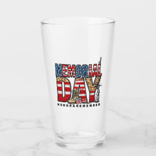 Memorial Day Honour & Remember US Flag Glass