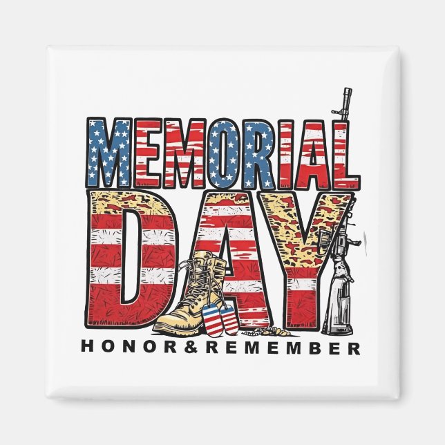 Memorial Day Honour & Remember US Flag Magnet (Front)