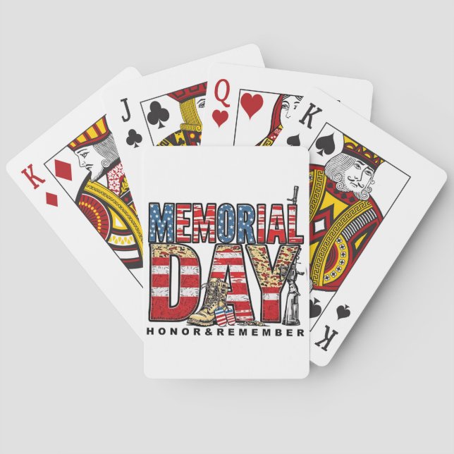 Memorial Day Honour & Remember US Flag Playing Cards (Back)