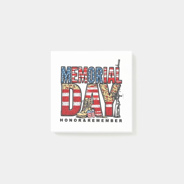 Memorial Day Honour & Remember US Flag Post-it Notes (Front)