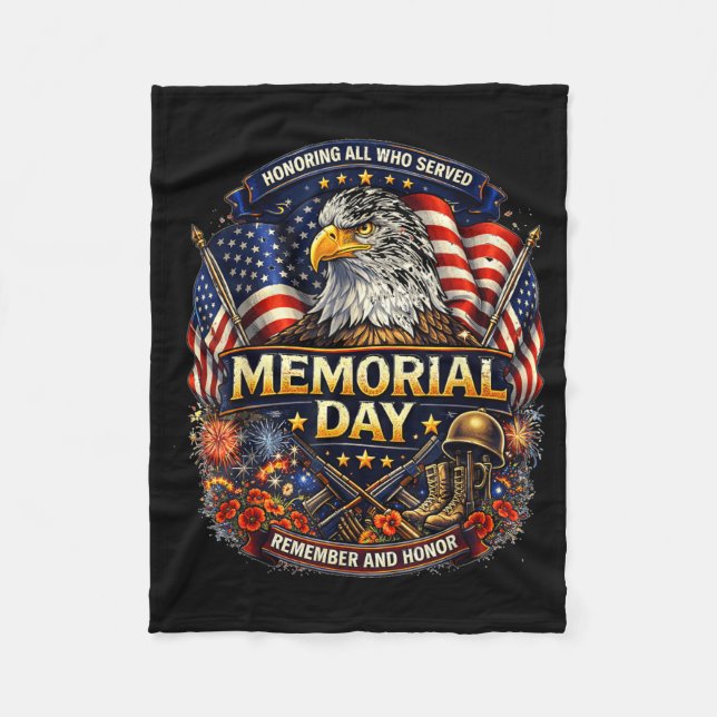 Memorial Day Honouring All Who Served Fleece Blanket (Front)