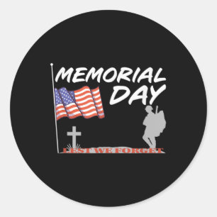Memorial Day - Lest We Forget _ Patriotic Classic Round Sticker
