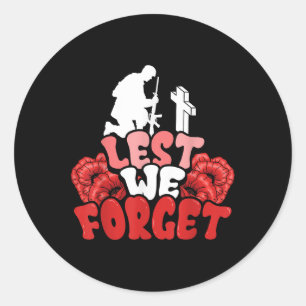 Memorial Day Lest We Forget Red Poppy Flowers Vete Classic Round Sticker