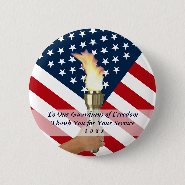 Memorial Day or Veterans Day Military Thank you 2 Inch Round Button (Front)