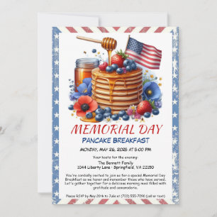 Memorial Day Pancake Petit déjeuner Invitation