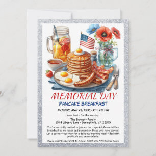 Memorial Day Pancake Petit déjeuner Invitation