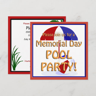 Memorial Day Pool Party Invite